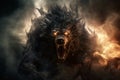 Mystical scandinavian beast wolf Fenrir. Fenrir start Ragnarok, North Mythology background