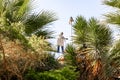 Mystical scarecrow on the territory of the Botanical Garden in the Eilat city, southern Israel