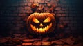 A mystical and scary pumpkin for Halloween. Festive background.