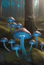 Enchanted Glowing Mushrooms in Forest