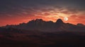 A mystical scene of the moon rising over the mountains Royalty Free Stock Photo