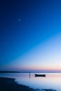 Mystical sea with boat. Abstract natural backgrounds. Royalty Free Stock Photo