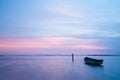 Mystical sea with boat. Abstract natural backgrounds. Royalty Free Stock Photo