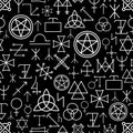 Mystical seamless pattern on black background