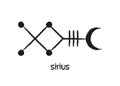 Mystical Sirius star symbol Astrology Alphabet sign, Canis Major Hieroglyphic kabbalistic symbols, black tattoo paint brush style