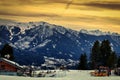 Mystical sky over the ski bar Royalty Free Stock Photo