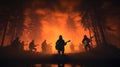 Mystical Stage Aura: Silhouettes of a Band Amidst Foggy Backlight