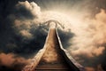 Mystical stairway to heaven soaring in clouds
