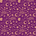 Mystical starry seamless pattern