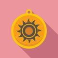 Mystical sun amulet icon flat vector. Viking amulet