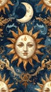 Mystical Sun and Moon Celestial Pattern Royalty Free Stock Photo