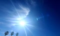 Mystical  Sunburst  Blue Sun Flares  Scenic Clouds  Sky Scene  Artography  Nature Royalty Free Stock Photo