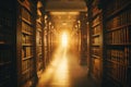 Mystical Sunlight in an Old Library Interior. Resplendent.