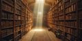 Mystical Sunlight in an Old Library Interior. Resplendent.