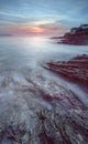 Mystical Sunrise over rocks, Portscatho, Cornwall