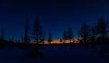 Mystical Swedish Winter Wilderness: Nocturnal Snowscape Under the dark Sky