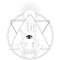 Mystical symbol: human hand, Eye of Providence Royalty Free Stock Photo