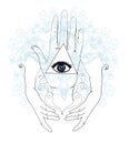 Mystical symbol: human hand, Eye of Providence Royalty Free Stock Photo