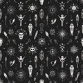 Mystical Symbols and Occult Elements Seamless Pattern Royalty Free Stock Photo