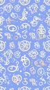 Mystical Symbols Pattern on Blue Background Royalty Free Stock Photo