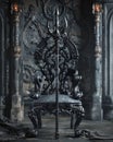 Mystical throne with ceremonial spear in a dark gothic setting Royalty Free Stock Photo