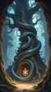 Mystical Tree with Glowing Star Portal Royalty Free Stock Photo