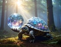 Mystical Turtle Carrying a Glowing Orb Royalty Free Stock Photo