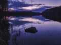 Mystical Twilight Lake. Sunset on the lake