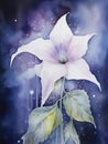 Mystical Watercolor Moonflower Blossoming Under Subtle Moonlight AI Generated AI Generated