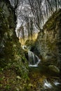 The mystical waterfall and the last sunshine Royalty Free Stock Photo