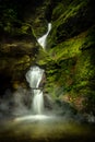 Mystical Waterfall, with Mist and Moss, St Nectans Glen, North Cornwall Royalty Free Stock Photo