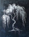 Mystical Weeping Willow Tree Illustration Royalty Free Stock Photo
