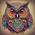 Mystical Whispers: The Colorful Owl Mandala Royalty Free Stock Photo