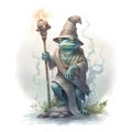 Mystical wizard green lizard, ai generative illustration