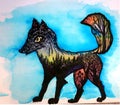 .The mystical wolf. Night wolf. An unusual illustration..