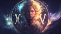 Mystical zodiac sign Virgo. Astrology and horoscope concept.