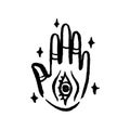 Mysticism witchcraft occult hand palmistry drawn icon illustration set