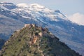 Mystras Castle, and Taygetus mountain Royalty Free Stock Photo