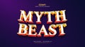 Myth Beast Text Style in White and Orange with 3D Embossed Effect