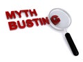 myth busting with magnifier glass on white Royalty Free Stock Photo