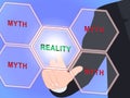 Myth Versus Reality Word Showing False Mythology Vs Real Life - 3d Illustration