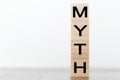 Myth word on wooden cubes Royalty Free Stock Photo