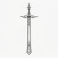 Mythic-art Nouveau Curved Sword Drawing On White Background