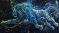 Mythic lion constellation dances in space