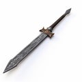 Mythic Silver And Black Dagger 3d Model With Realistic Light And Shadow Royalty Free Stock Photo