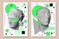 Mythical, ancient greek or roman style collage. Vector illustration. Abstract history classic statues in modern style