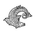 Mythical beasts classic celtic fish outline Royalty Free Stock Photo