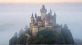 Mythical Castle Shrouded in Fog