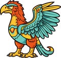 Mythical creature griffin vector icon heraldic element. Fantasy characters, centaur, harpy, dragon, mermaid, Pegasus, griffin Royalty Free Stock Photo