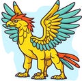 Mythical creature griffin vector icon heraldic element. Fantasy characters, centaur, harpy, dragon, mermaid, Pegasus, griffin Royalty Free Stock Photo